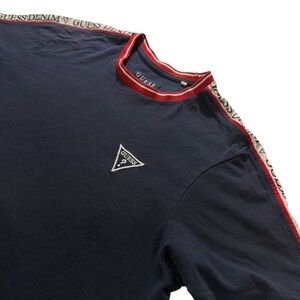 Vintage Guess Logo T-Shirt Red Trim‎ Tape Detail Casual Top Men's Size large